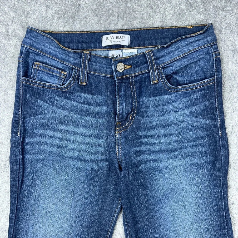 Judy Blue Jeans Womens 5‎ 27 Blue Skinny Dark Wash Stretch Faded Denim Pants USA
